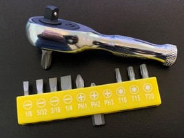 Ryrura Right Angle Screwdriver 10-Piece 1/4 Inch Mini Offset 72-Tooth Ra... - $26.27 CAD