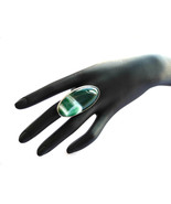 Green Ring, Agate Ring, Big Agate Ring, Green White Ring, Big Ring, Stat... - $43.76 CAD