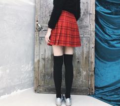 Wool-blend Red Plaid Skirt Plus Size Women Girl Winter Plaid Skirt Outfit image 3