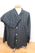 Stafford XXL Black Watch Plaid Cotton Blend Top Pants Pajama Sleepwear Set - $28.49