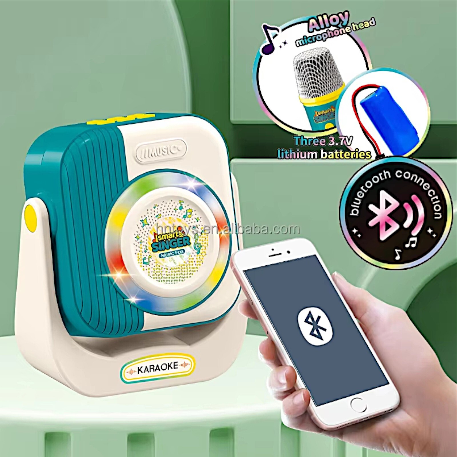 Smart Singer Karaoke Machine 2 Microphones Wireless BT Speaker Home Party Set Item image 8