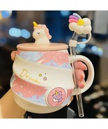 Unicorn Mug with Rainbow Cloud Straw | Adult Mug Kids Travel Cup Ceramic... - $34.00