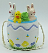 Hallmark Gourmet Gifts Ceramic Egg Basket Rabbit Frog Chick Spring Easter - £14.23 GBP