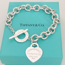 Large 8.5&quot; Please Return to Tiffany Heart Tag Toggle Charm Bracelet NEW VERSION - £391.12 GBP