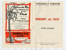 Romanoff and Juliet Program Piccadilly Theatre London England Peter Usti... - $15.84