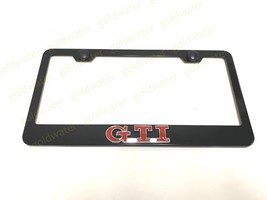 3D (Red) GTI Emblem Black Powder Coated Metal Steel License Plate Frame - $22.95