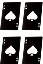4 Pcs Stainless Steel Credit Card Size Casino Bottle Beer Opener BLACK - $187.89 MXN