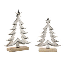 Metal Christmas Tree with Wood Base (Set of 2) - $57.10