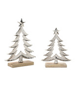 Metal Christmas Tree with Wood Base (Set of 2) - $1,070.93 MXN