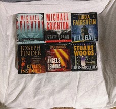 Lot 6 Thriller Mystery Crichton Stuart Woods Dan Brown Joseph Finder Fai... - $11.88