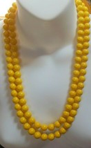 Vintage Richelieu Double Strand Bright Yellow Plastic Bead Necklace Pat. Pending - £19.43 GBP