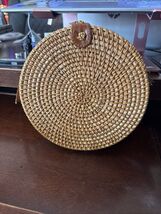 Vintage Round Crossbody Rattan Wicker Handwoven 8" Crossbody Purse Strap... - $24.75