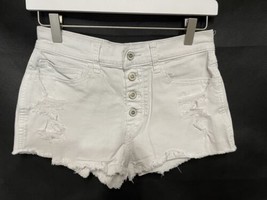 Hollister Vintage Relaxed High Rise White Denim Shorts Button Front W26 - £10.09 GBP