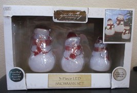 Apothecary &amp; Company 3 Piece LED Snowman Set With Built In 4 Hour Timer Open Box - £38.83 GBP
