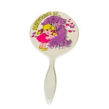 Vintage 1980&#39;s Happiness Is Girl &amp; Dog Handle Mirror Round Makeup Handhe... - £9.57 GBP