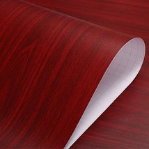 Tinkei 197&quot; X 16&quot; Wood Red Contact Paper, Self-Adhesive Removable Peel And Stick - £28.20 GBP