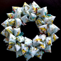 Freshwater Fish Fabric Pattern Wreath Decor for Outdoorsmen Dad Brother Friend - £40.33 GBP