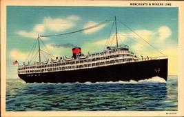 Merchants &amp; Miners Line Steamship, 1935 Linen Postcard Curt Teich-ADV. CARD BK45 - £3.95 GBP