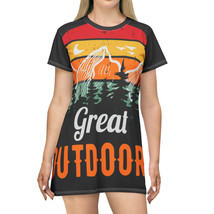 Great Outdoors T-Shirt Dress: Retro Sunset and Mountain Range, All-Over-... - £33.87 GBP+