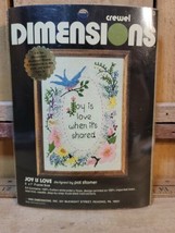 1980 Dimensions Crewel Embroidery Kit 6033 &quot;Joy Is Love When It is Shared&quot; NEW - £23.73 GBP
