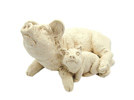 Vintage Stone Critters White Pig Hog w/ Baby Figurine Piglet Farmhouse 2x2&quot; - £13.62 GBP