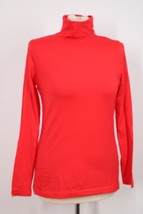 Lands End S (6-8) Red Shaped Cotton Stretch Layering Turtleneck Top 381876 - £17.94 GBP