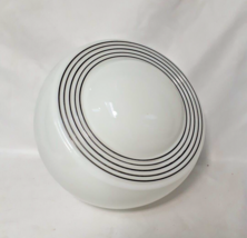 MCM VTG Light Globe, White &amp; Black Stripes Glass Shade 8.5” Dia. Ceiling... - $39.29