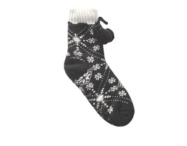 Women&#39;s Sherpa Lined Non-Slip Fuzzy Slipper Socks With PomPoms Winter Sn... - £7.01 GBP