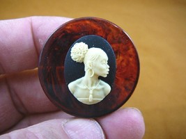 (CA10-57) RARE African American LADY ivory + black CAMEO bakelite Pin Pendant - $37.39