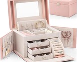 Pink Vlando Jewelry Box Organizer For Women And Girls, Large, And Neckla... - £44.02 GBP