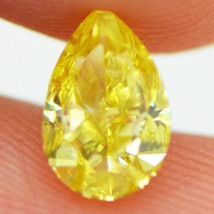 Pear Shape Diamond Fancy Yellow Color SI1 Loose Real Natural Enhance 1.00 Carat - £1,186.82 GBP