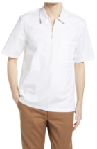 Club Monaco Men&#39;s White Quarter Zip Shirt Cotton Blend Short Sleeve S , M - $39.99