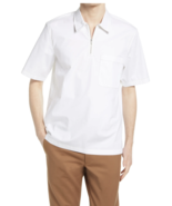 Club Monaco Men&#39;s White Quarter Zip Shirt Cotton Blend Short Sleeve S , M - £32.04 GBP