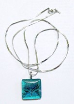 Monet Opera Length Silvertone Chain with Art Glass Pendant 27&quot; - £7.99 GBP