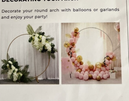 7.2FT  Round Backdrop Stand Circle Backdrop Stand Gold Balloon Arch Frame kit - £31.83 GBP