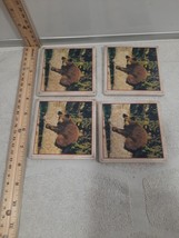 4 Bears In A Tree Coasters Used Unmarked. Ceramic Cork Bottom - $4.46