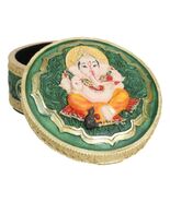 Ganapati Lord Ganesha Mandala Flower And Ohm Sign Decorative Round Trink... - $472.71 MXN