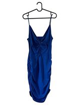 Royal Blue Ruched Bodycon Mini Dress Spaghetti Strap V Neck Keyhole Wome... - $14.85