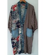 Shannon Passero Janis Cardigan Patchwork Upcycled Jean Trim Pockets Dust... - $906.79 MXN