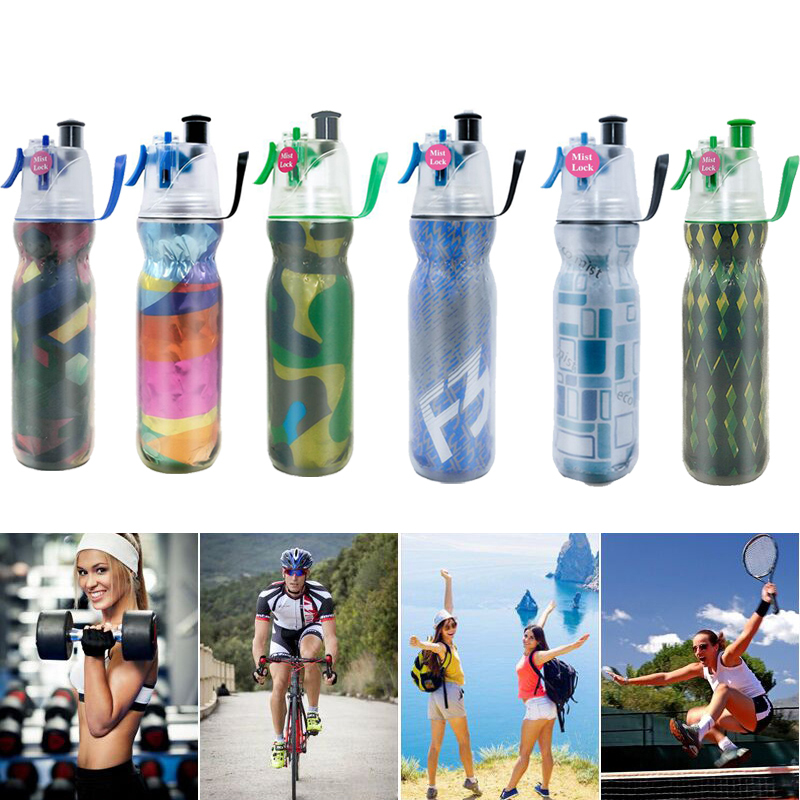 Drinking and Mist Spraying 2-in-1  Double Layer Cold Keeping Sport Bottle 590ml  - $39.00
