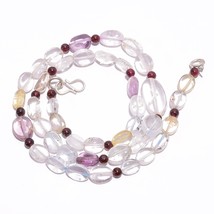 Natürlicher Kristall Amethyst Granat Edelstein Glatt Perlen Halskette 4-17mm 18 - £7.55 GBP