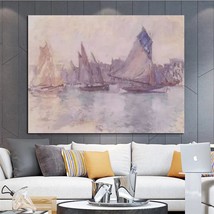 Hand Painted Claude Monet Boats in the Port of Le Havre 1882-83 Impression Art L - £333.16 GBP+