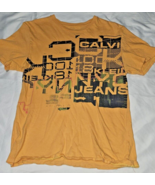 Calvin Klein Jeans T-Shirt Boys Logo ORANGE size large 14-16 graphic design - $6.90