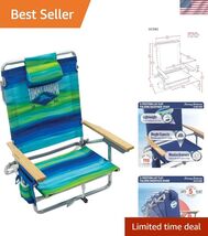 Versatile Lay Flat Beach Chair with Insulated Cooler, 5 Positions &amp; Towe... - $144.87