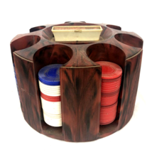 Vintage Poker Chip Caddy Carousel Tri State Plastic with Plastic Poker Chips - £13.66 GBP
