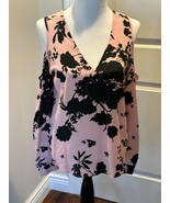 NWOT KARINA GRIMALDI Pink and Black Silk Long Sleeve Blouse SZ L - $68.12 CAD