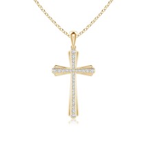 ANGARA Lab-Grown 0.16 Ct Diamond Tapered Cross Pendant Necklace in 14K Gold - £557.11 GBP