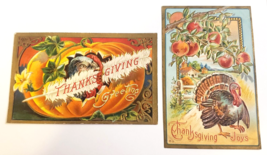 THANKSGIVING JOYS GREETINGS Lot of 2 (c.1910 Antique) HOLIDAY Embossed P... - £18.00 GBP