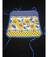 Poupees Yolande Collapsible Bread Basket Blue Trim Sunflowers Made In Fr... - $25.95 CAD