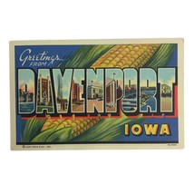 Vintage Greetings From Davenport Iowa Postcard Big Letters Ear Of Corn H... - $12.16